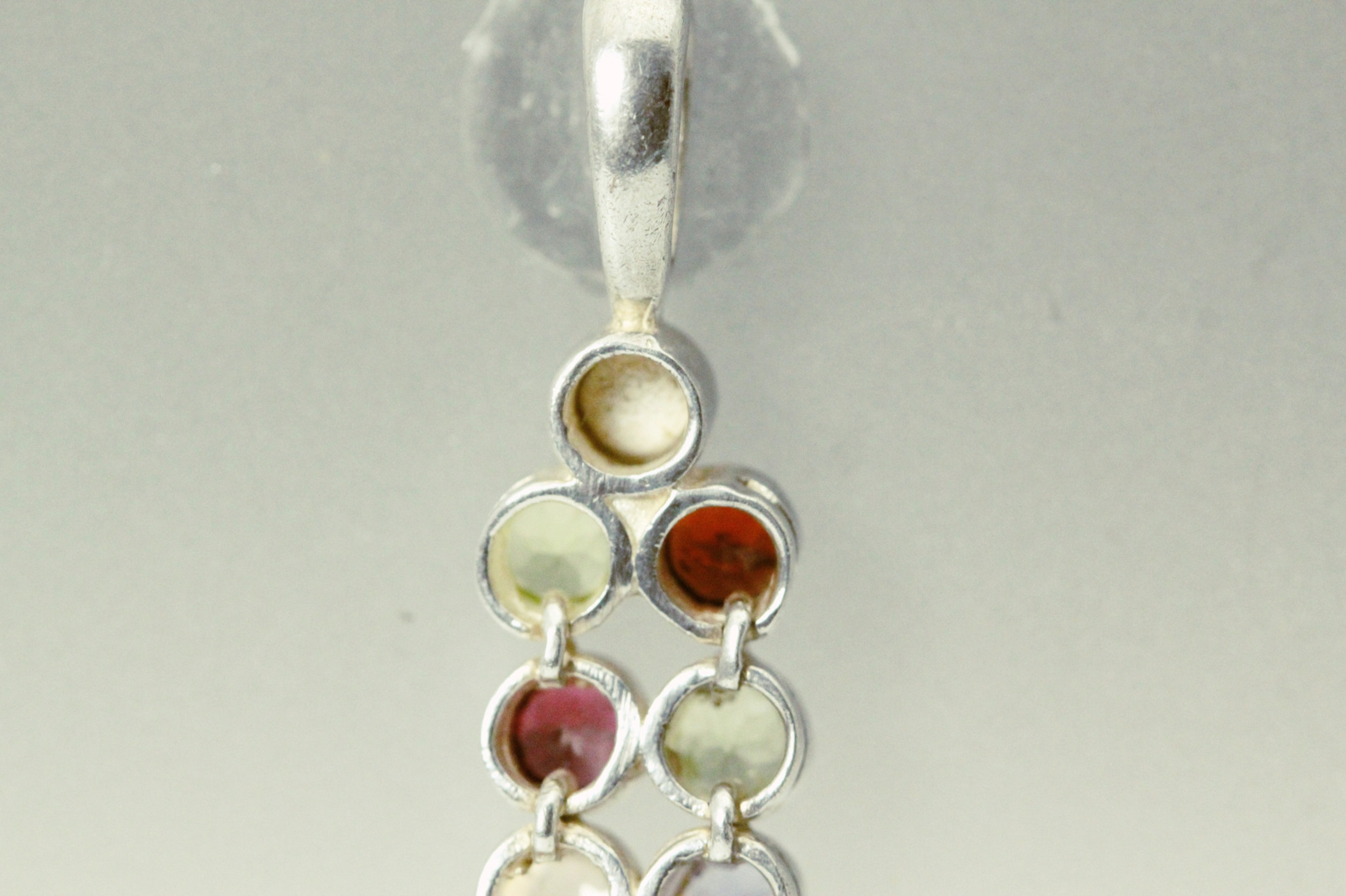 Multi-Gemstone 925 Sterling Silver Long Pendant 13.3 grams (PEN9855)