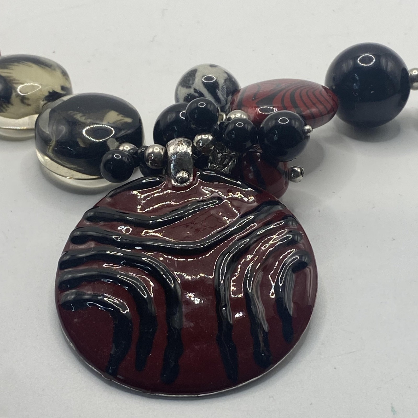 Treska Multicolor Round Pendant Statement Necklace Lobster Clasp 22 In Jewelry