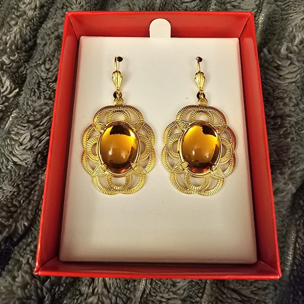 Alzerina Gold and Amber Statement Earrings