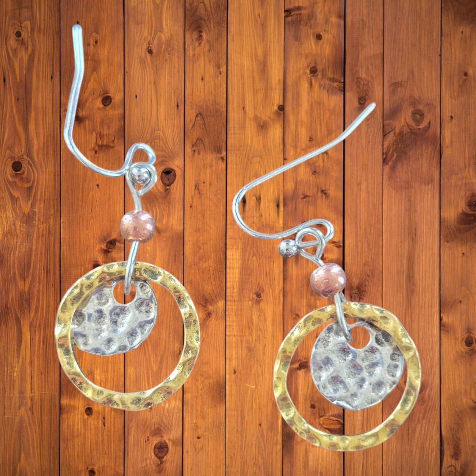 Tri Color Metal Hoop Dangle Earrings Next Day Shipping