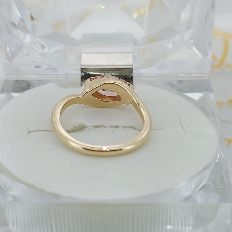 Pink Marquise Cut CZ Diamond Engagement Ring Solitaire Half Bezel Set Jewelry
