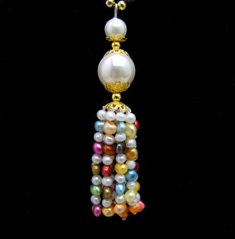 4-5mm Multicolor Baroque Natural Pearl Tassel Pendant & Necklace for Women 20”