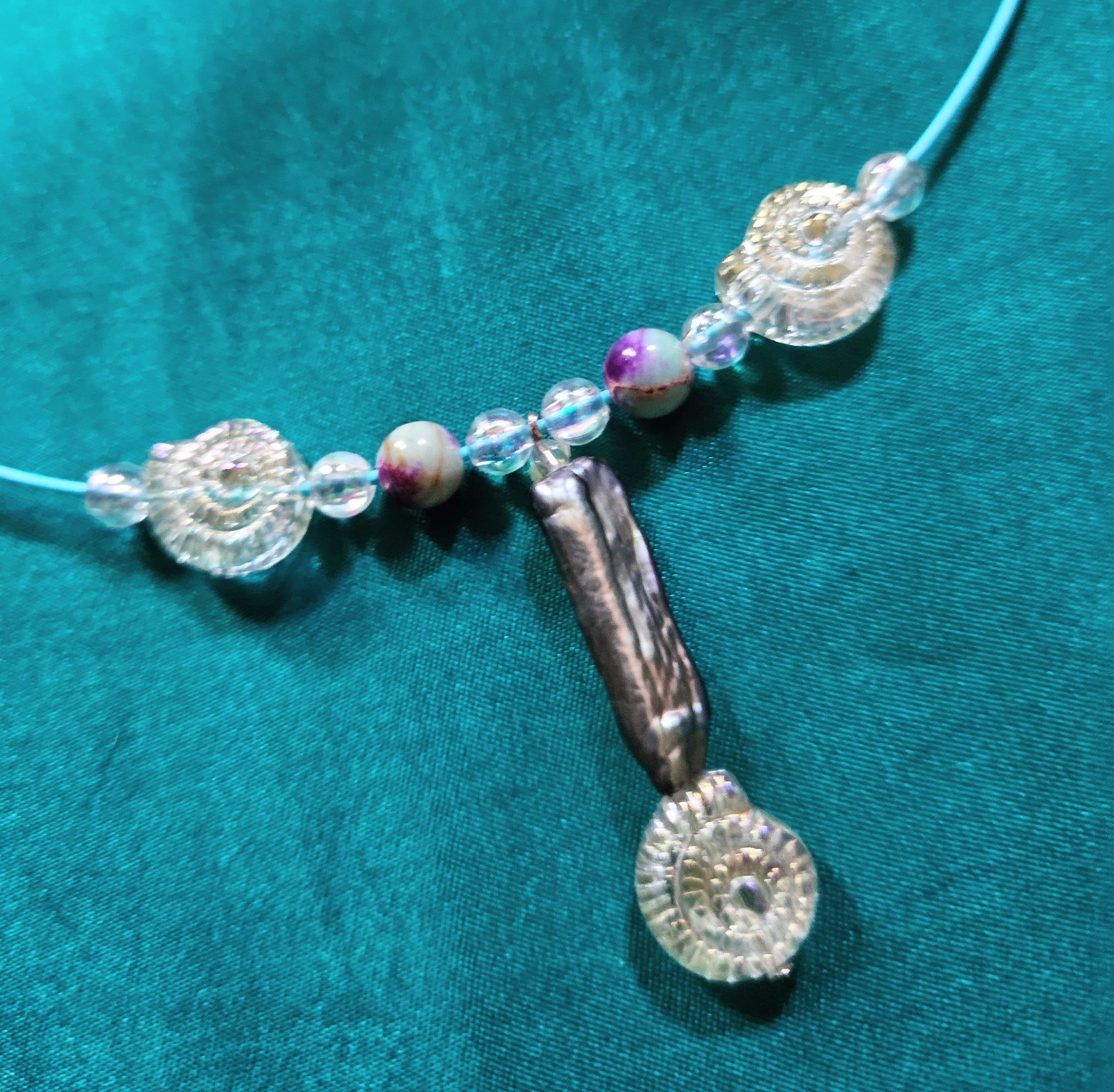 BigTimeRockShow Sea Treasure Real Biwa Pearl, Iridescent Glass Nautilus, Shells