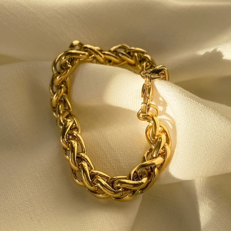 Men’s gold plating Pendant Twist Rope Bracelet Fashionable Hand Link Wrist Chain