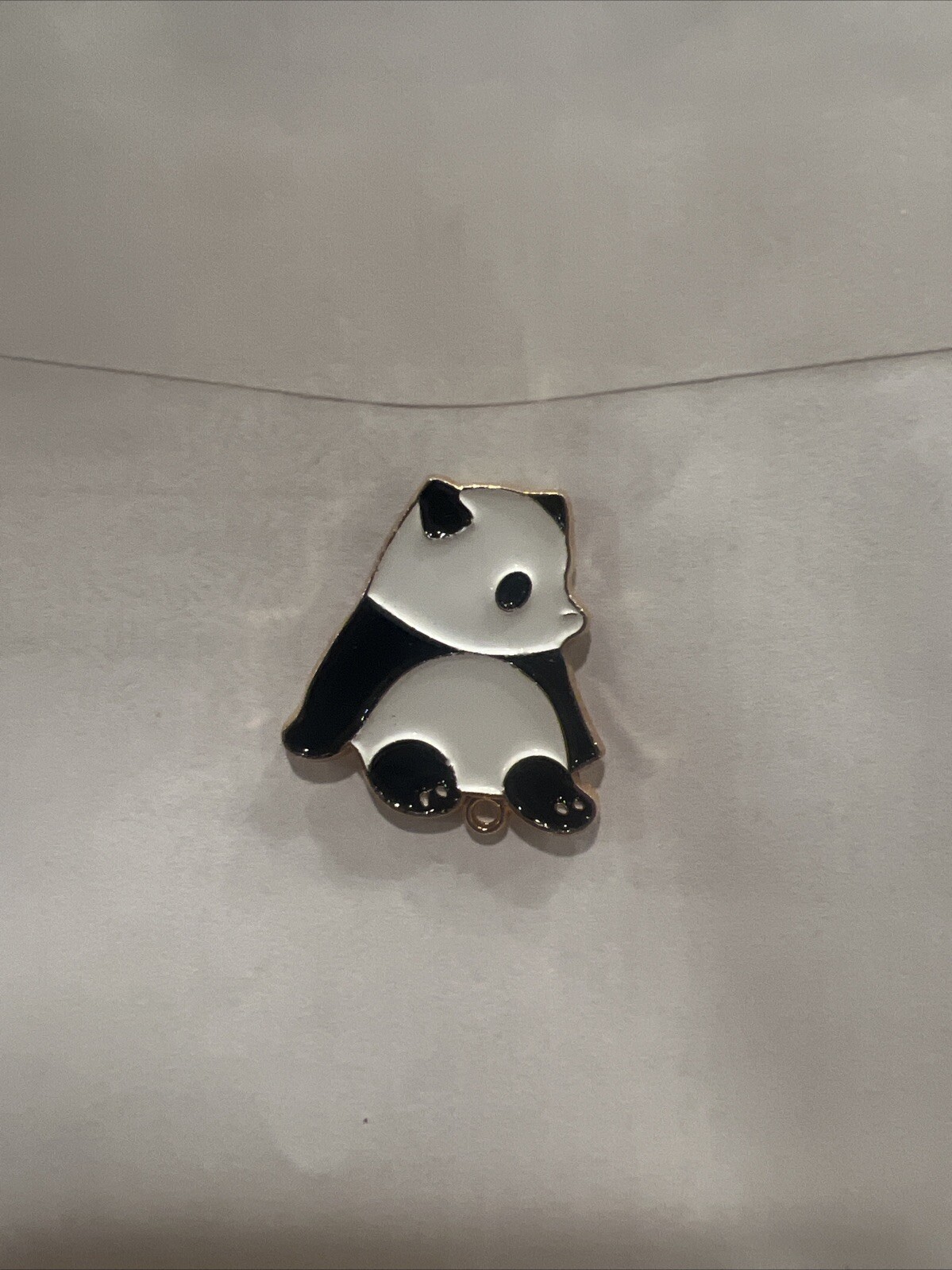 Panda Sitting Down Brooch Lapel Pin Enamel Badge Broche Backpack With Hole