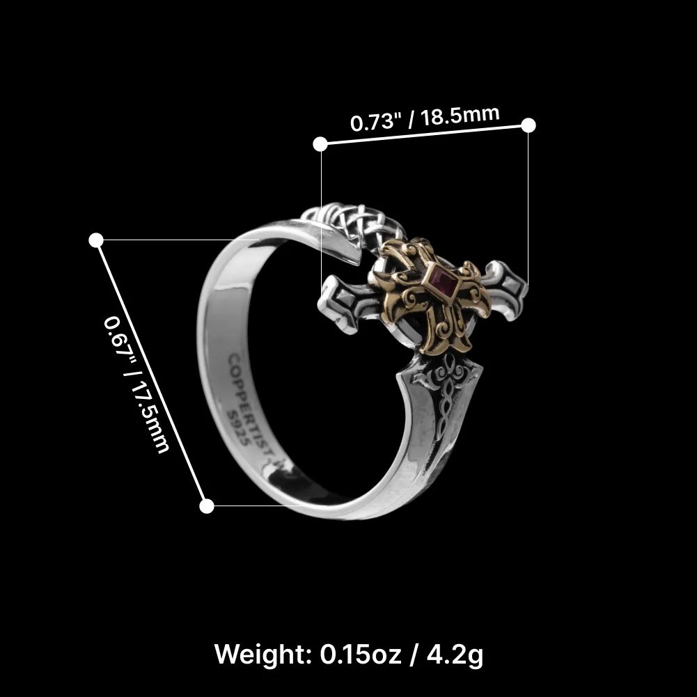 Oxidized Silver Judicator Blade Adjustable Wrap Ring, Christmas Gifts