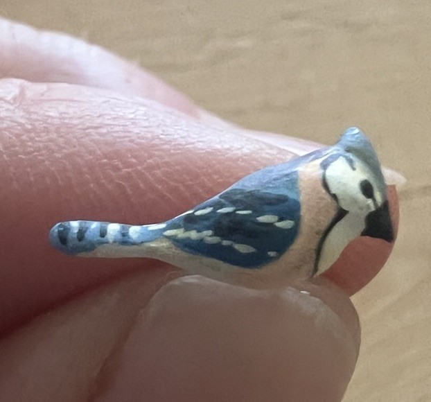 Blue Jay Bird Post Earrings Hand Painted Pewter Surgical Steel Hypoallergenic