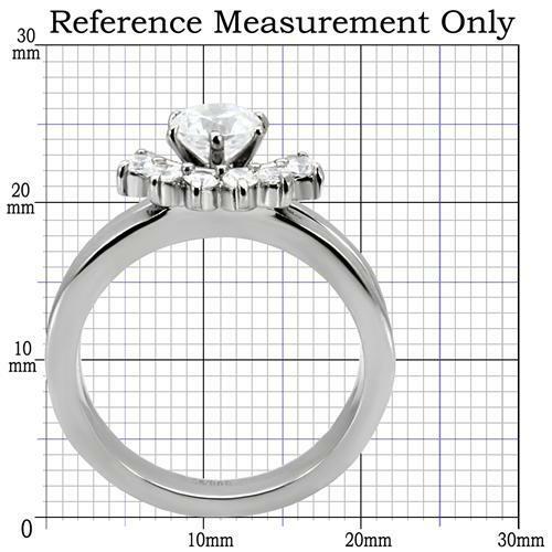 TK105 – High polished (no plating) Stainless Steel Ring with AAA Grade CZ in