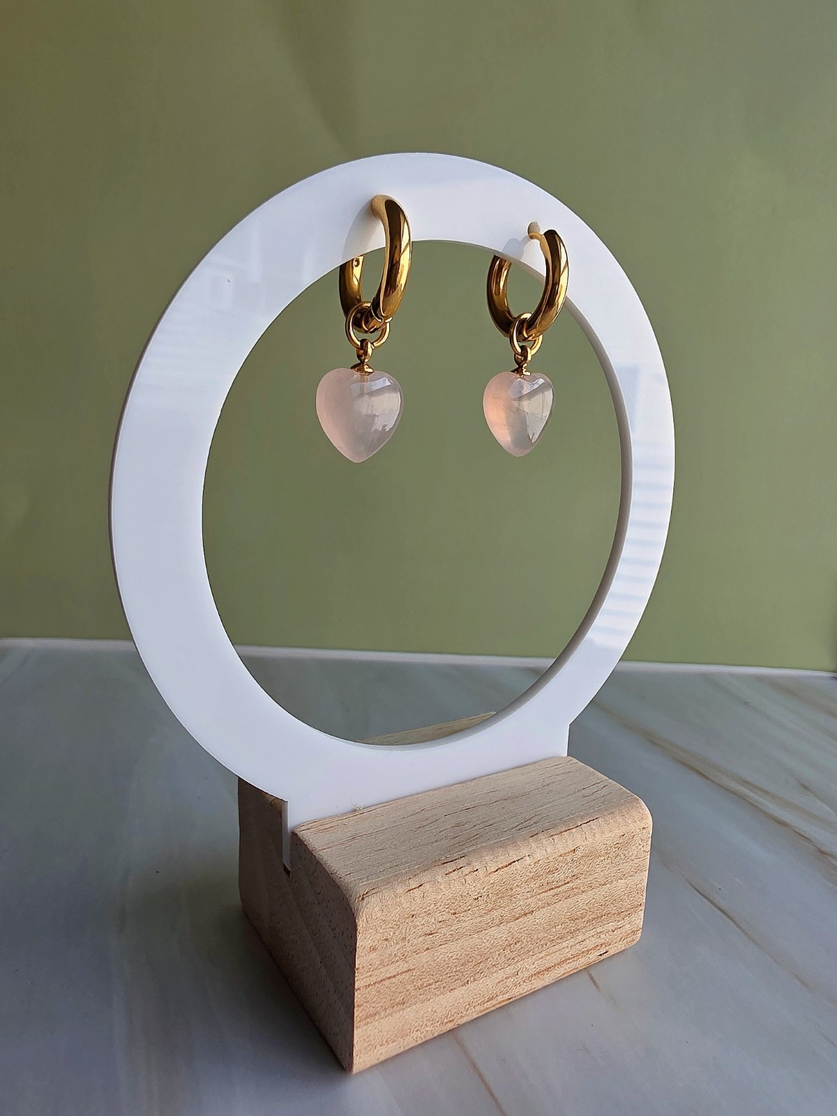 Rose Quartz Earrings 18k Gold Tarnish Free Birthday Gifts For Women