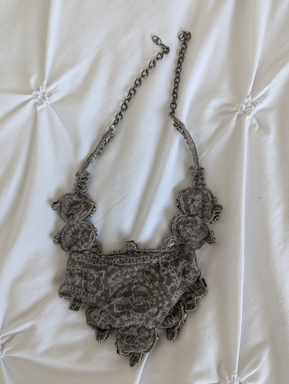 Valentino Red Crystal Bib Statement Necklace