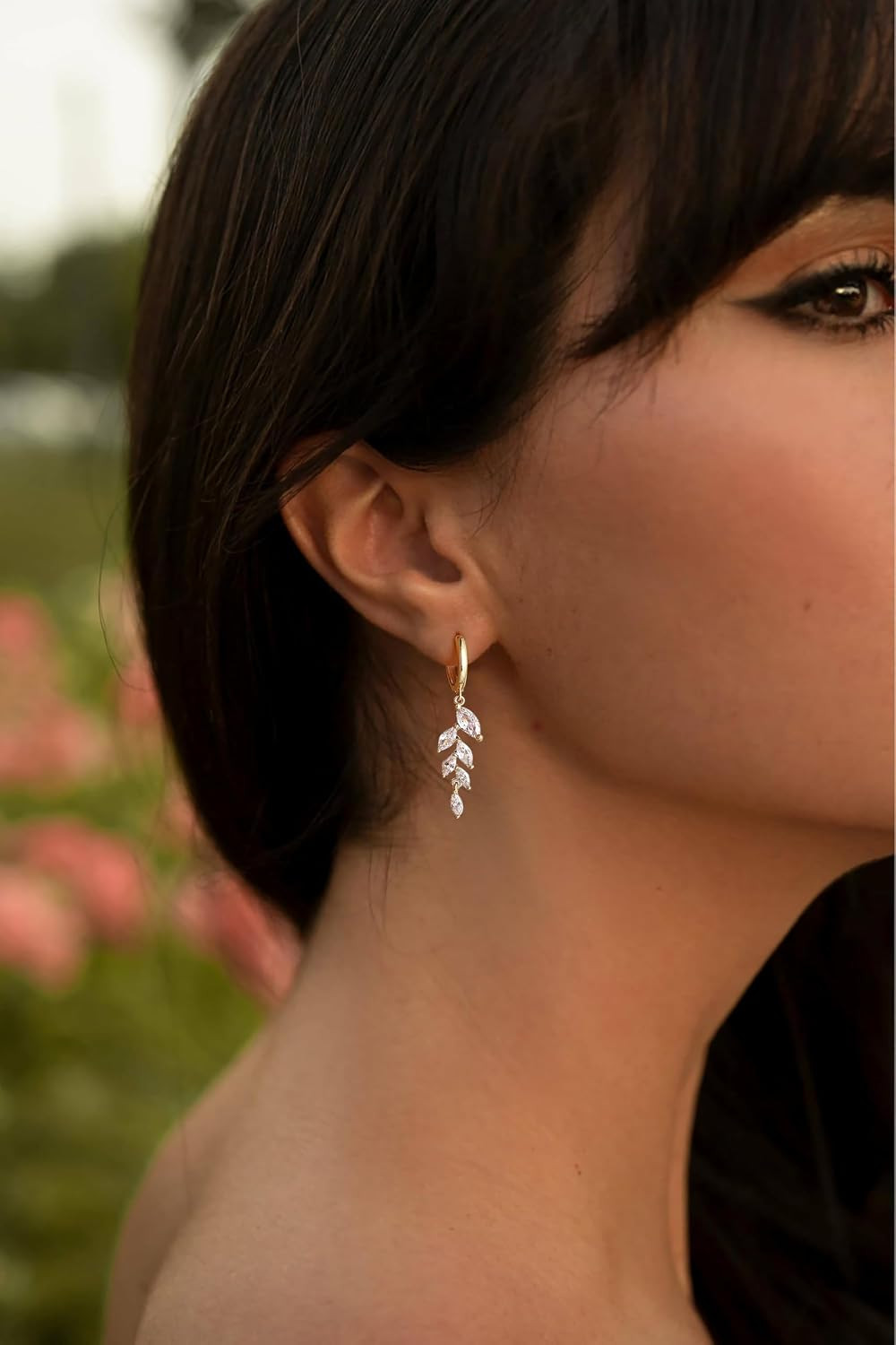 Gold Dangle Earrings: Dainty Stud Earrings for Women 14K Gold Plated Small Dangl