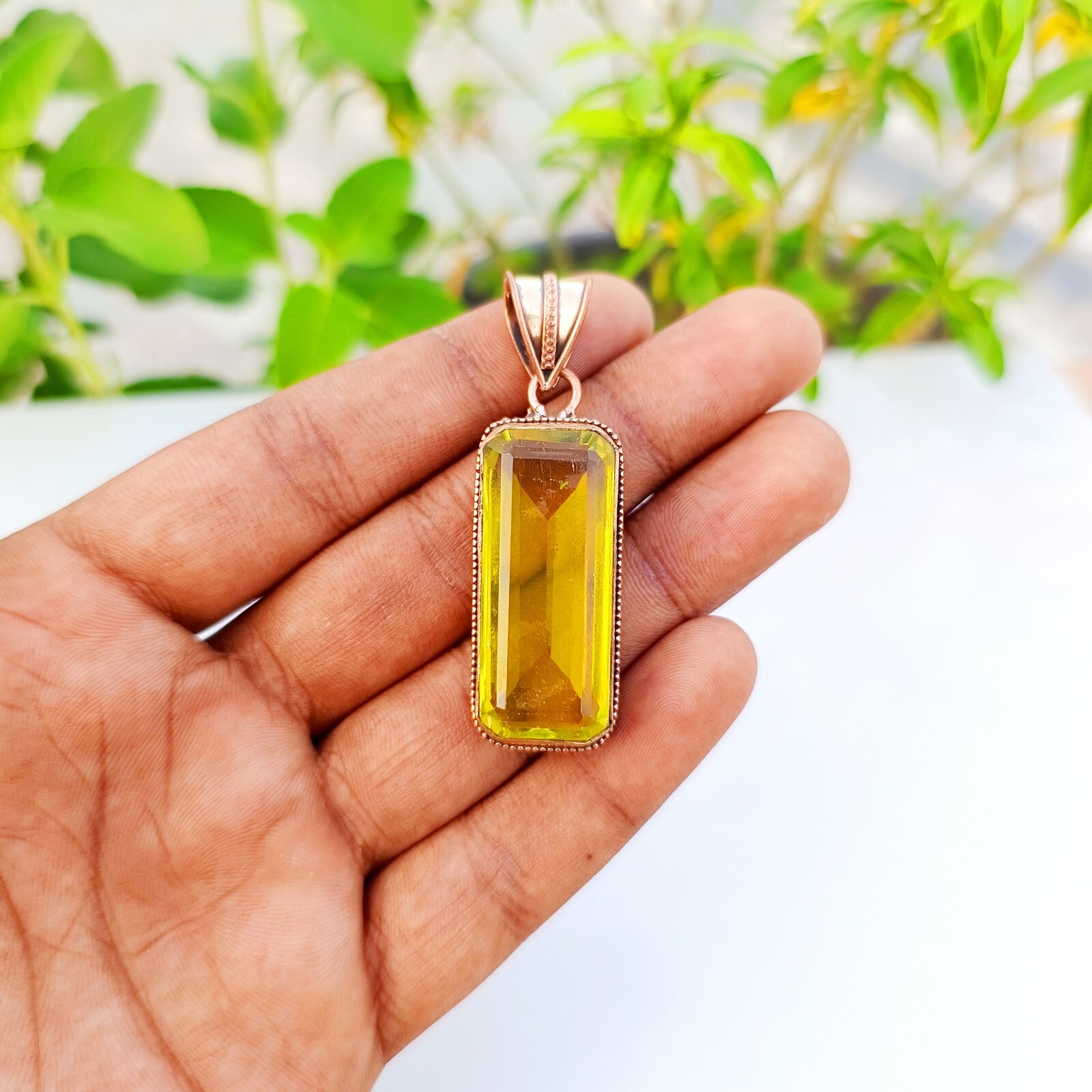 Green Peridot Gemstone Pendant Handmade Pendant Large Unic Jewelry 2.16″