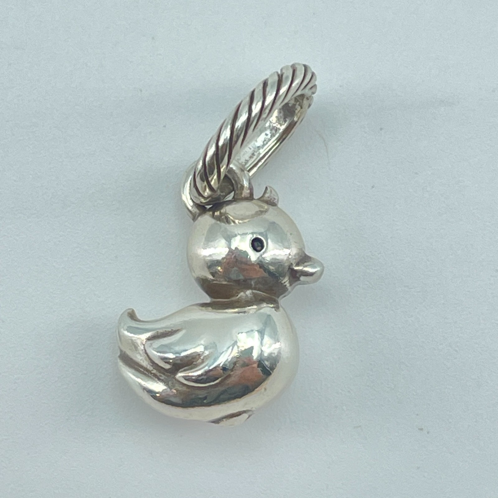 BRIGHTON Duck Bird Dangle Charm Pendant Silver Plated Cute Chick Jewelry 1in NEW