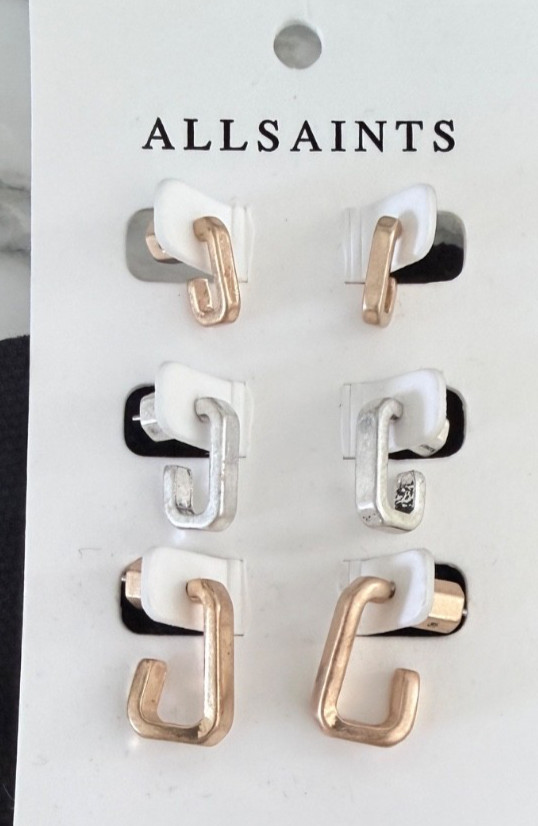 Allsaints 3 in 1 – Tia Hex Hoop Earring Set