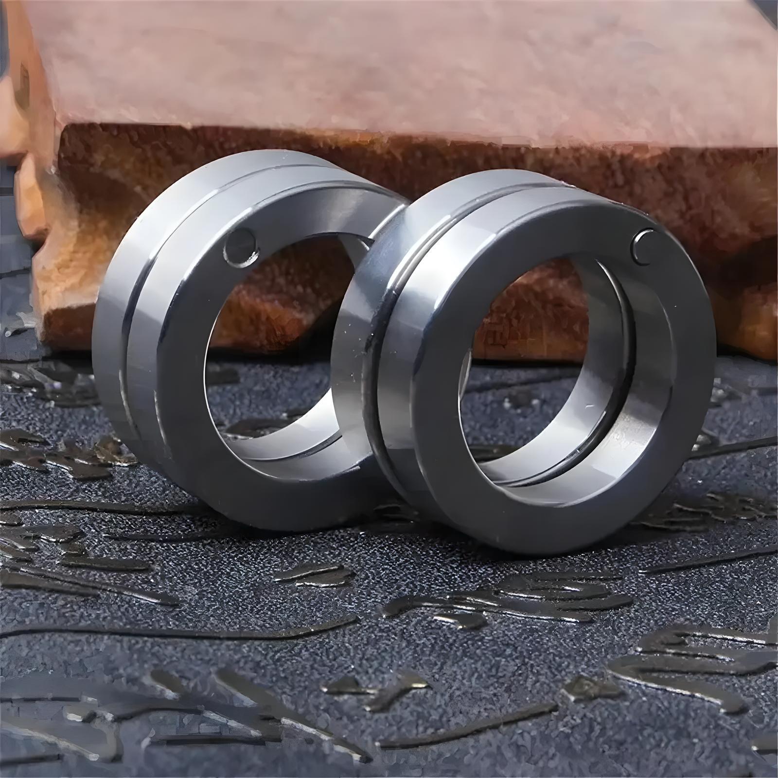4x Stainless Steel Outdoor Rotatable Folding Ring Color Silver Hiking Men Women