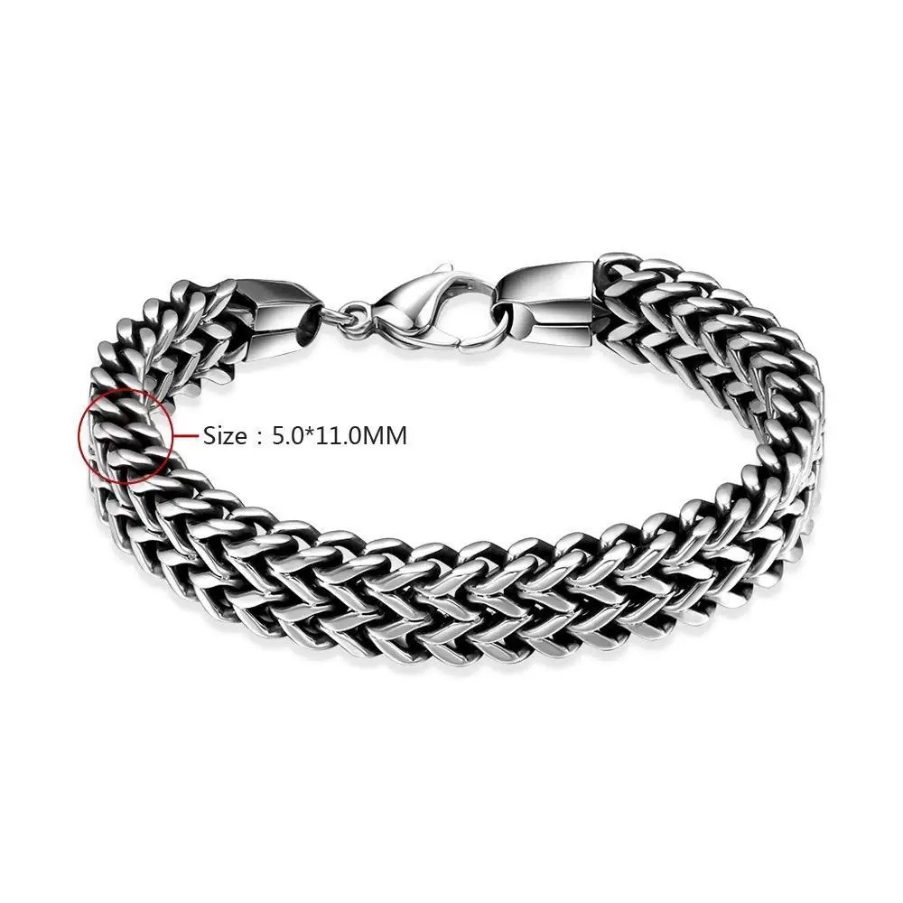 Mens Link Bracelet With Lobster Clasp Titanium Steel Figaro 8 Inches