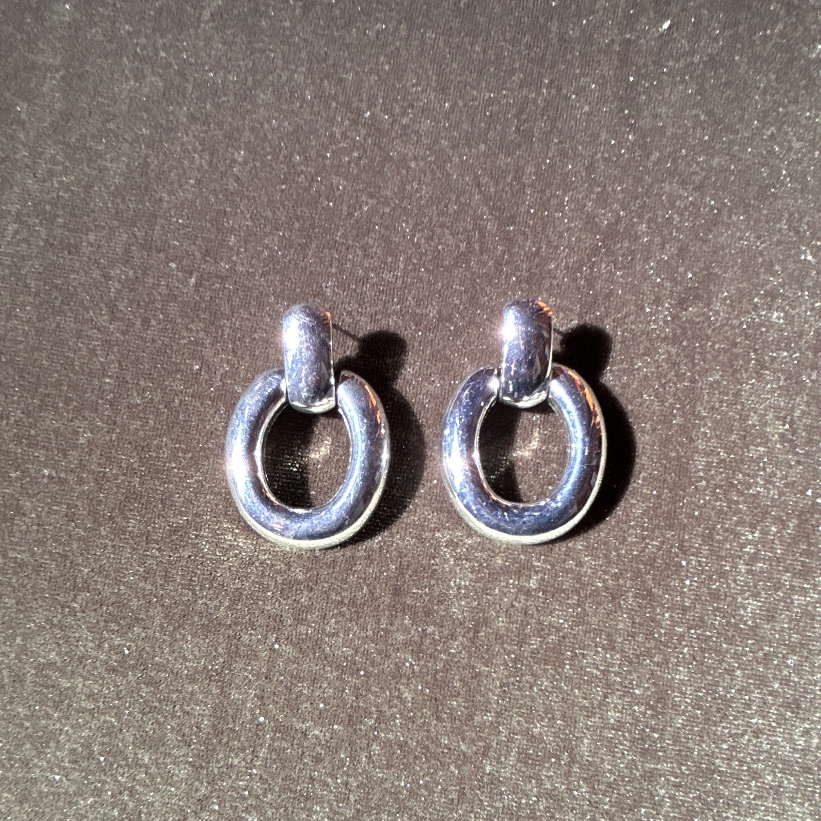 Chicos Silver Tone Chunky Stud Drop Earrings