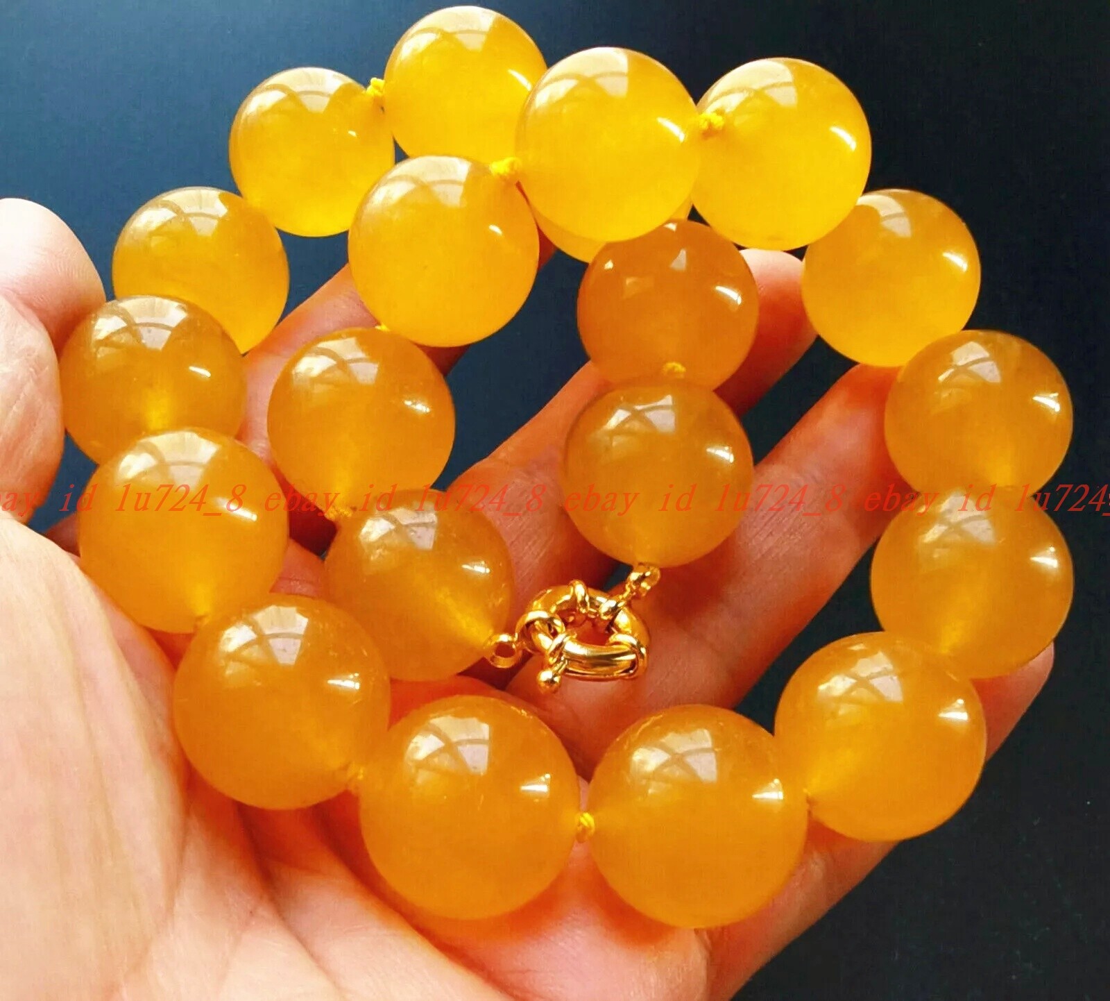 Huge Pretty Natural 20mm Yellow Jade Gemstone Round Beads Necklace 16-48in