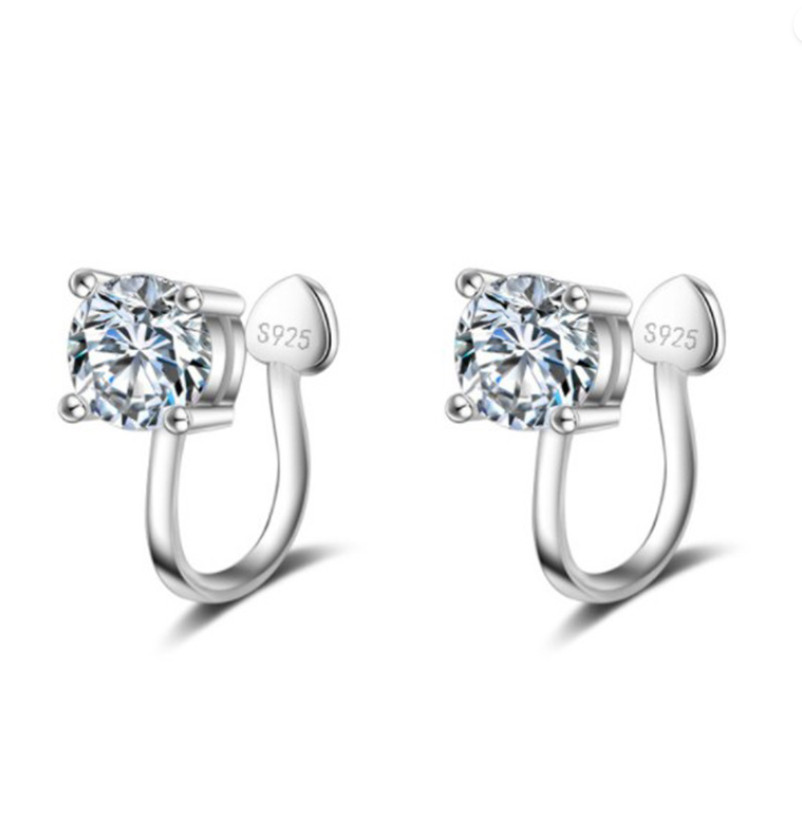 Non Penetrating Cartilage Earrings Silver Plated CZ Clip On Cuff Earrings TH1