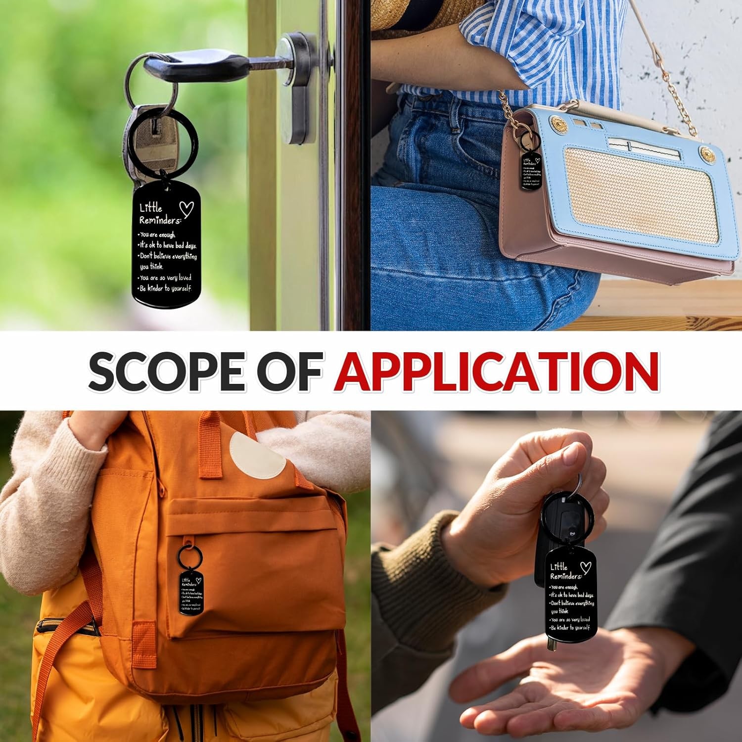 Motivational Keychain for Women & Men – Positive Affirmation Remi Color: Black