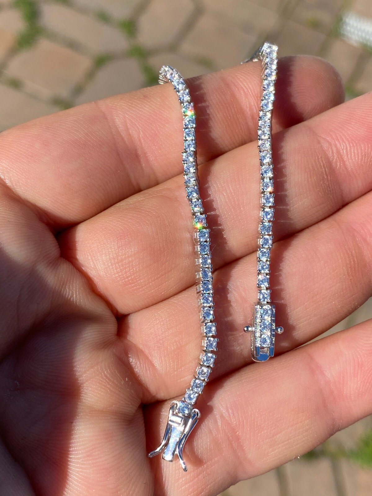 Real 925 Sterling Silver 2mm Tennis Bracelet CZ 6-8.5″ Mens Or Ladies Iced