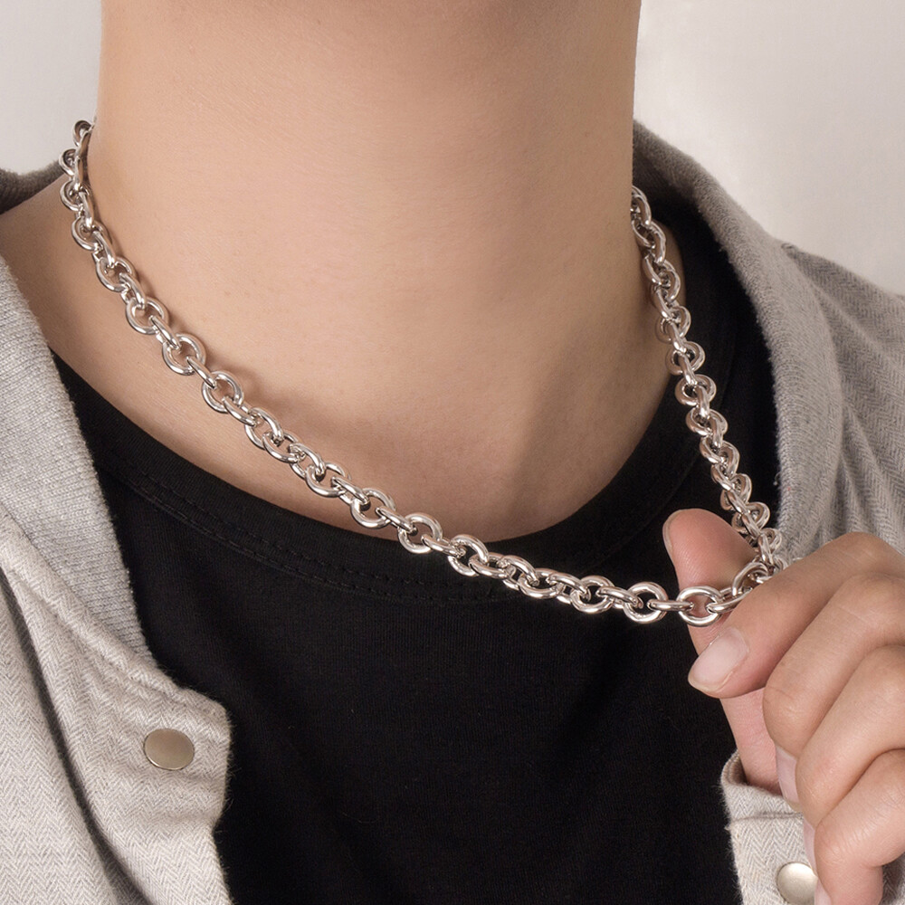 Men’s Women’s 8.5mm 925 Sterling Silver Rolo Chain Necklace Round Cable Necklace