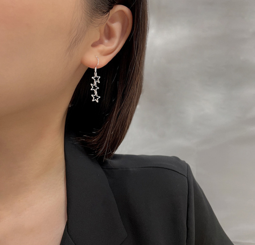 Women Girl Dangle Drop Stars Stud 925 Sterling Silver Post Earrings Gift K65