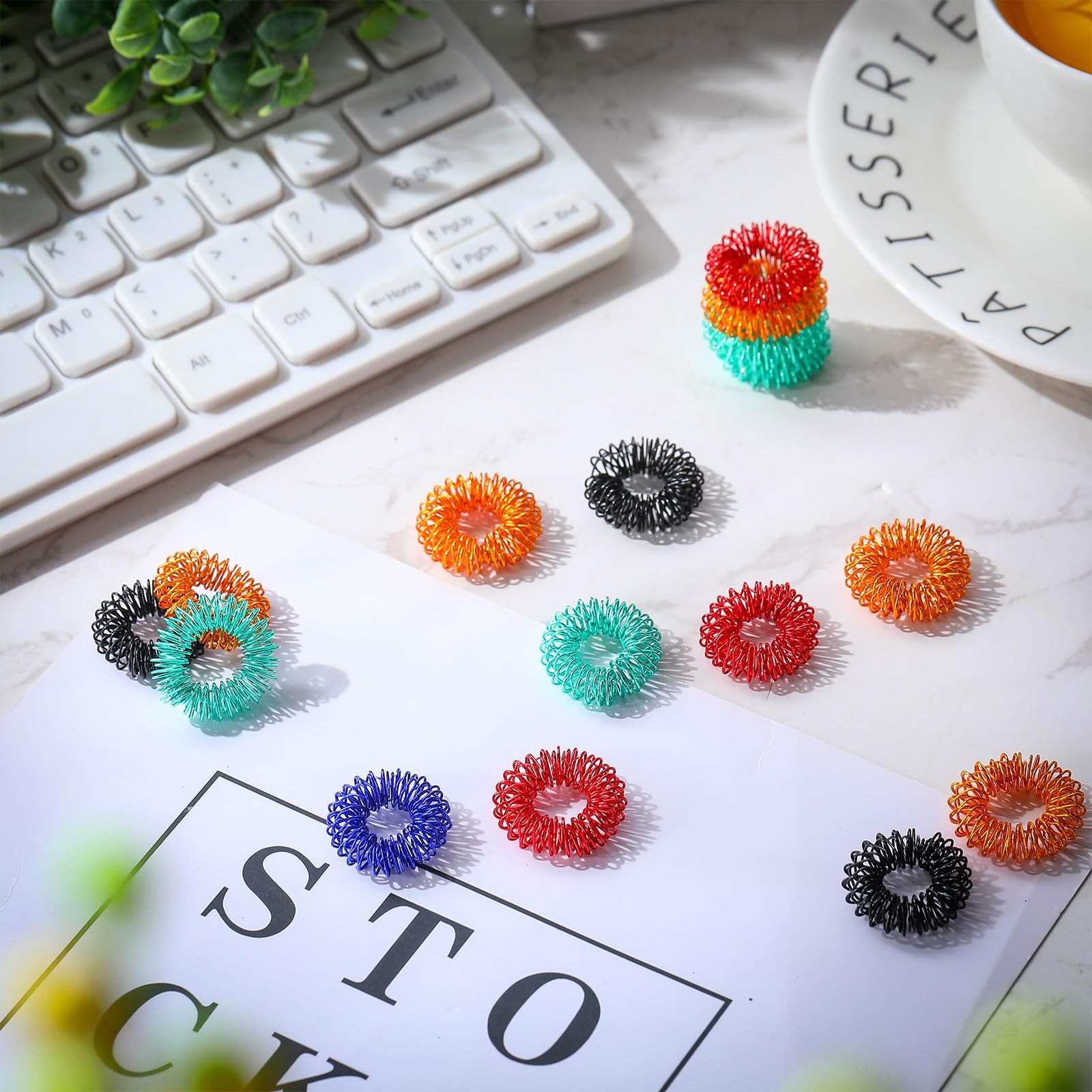 30 Pieces Acupressure Rings Spiky Sensory Rings for Fingers Stress Relief Fidget
