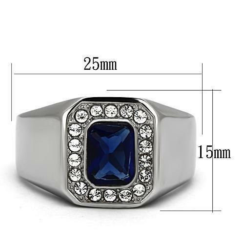 TK954 – High polished (no plating) Stainless Steel Ring with Synthetic