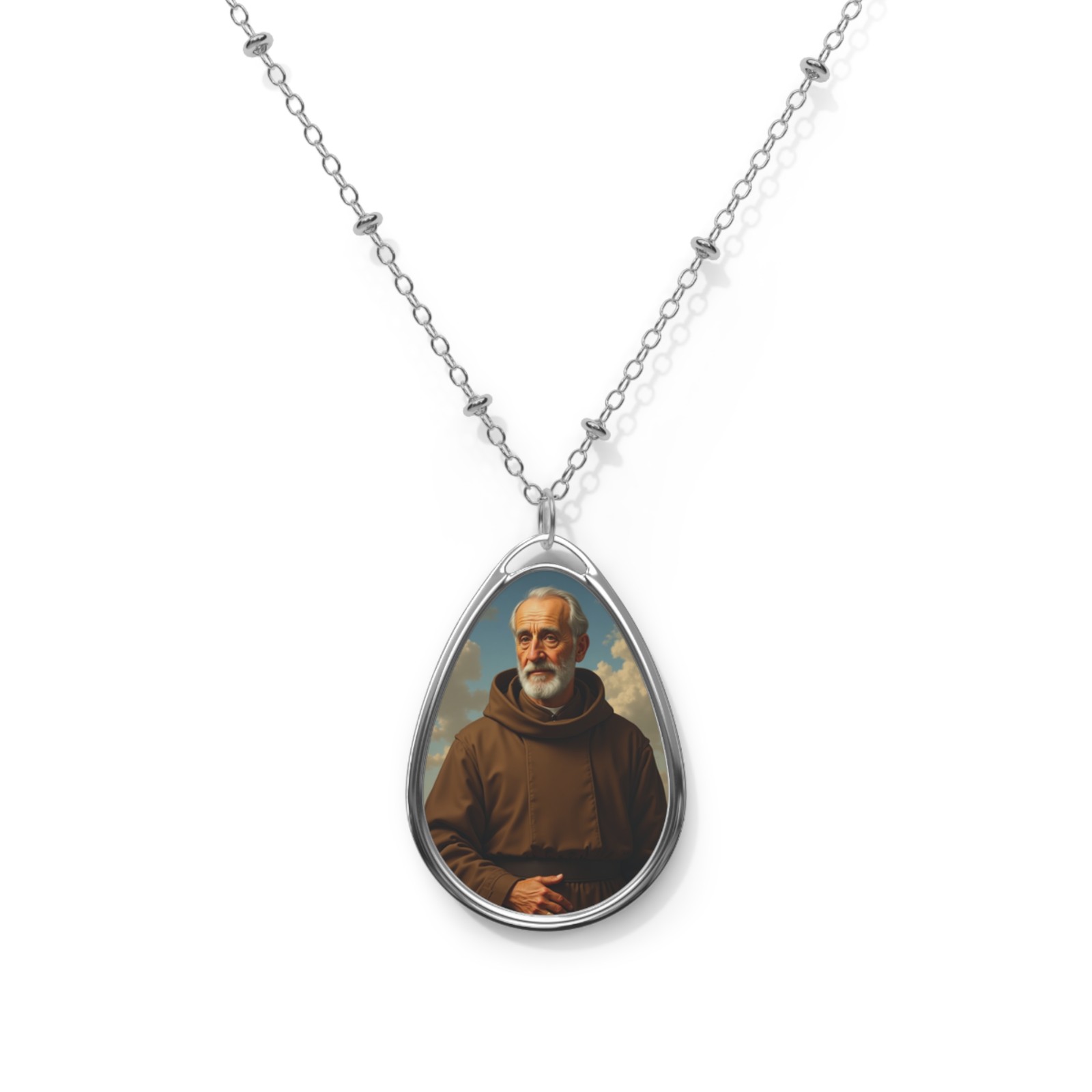 Saint Bonaventure, Oval Pendant Necklace, Christian Gift