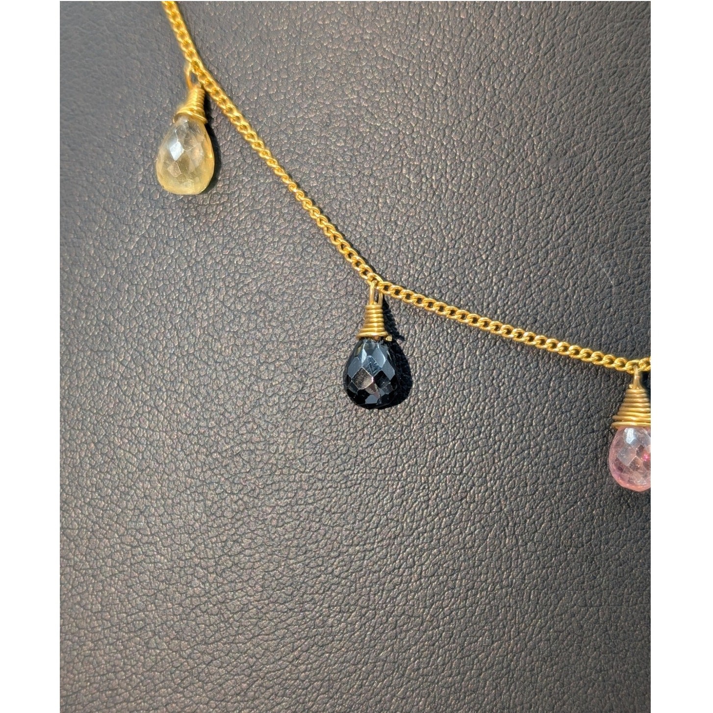 925 Sterling Vermeil Made in Bali Semi-Precious Gemstone Briolette Necklace