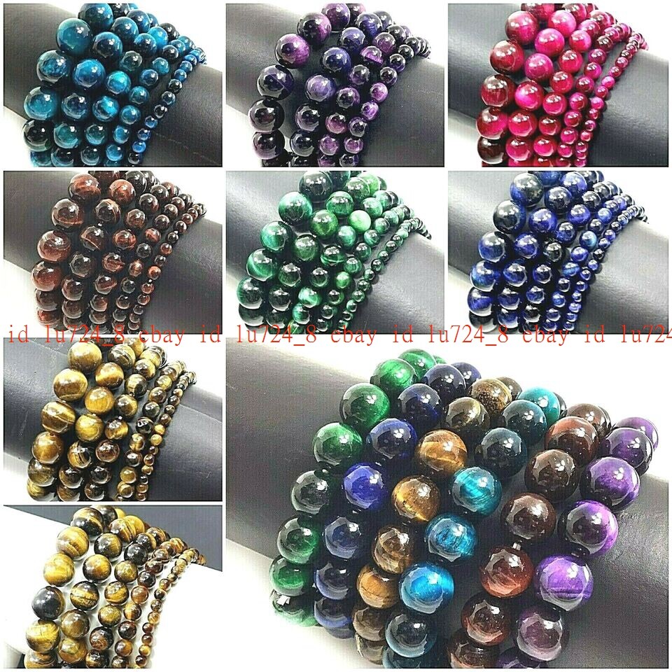 Handmade Tiger Eye Beaded Bracelet 7.5″ Healing Balance Chakra Bracelet Stretch