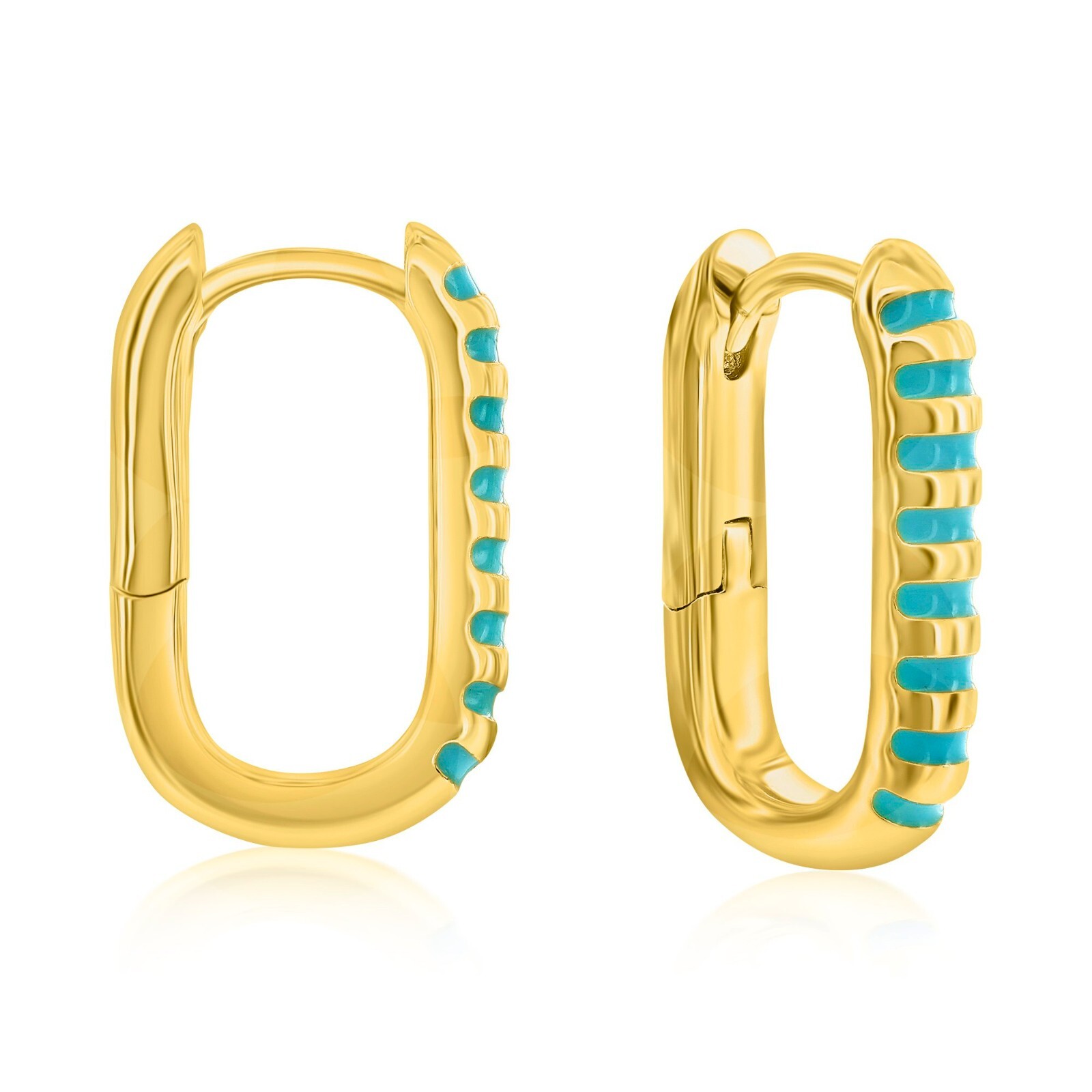 14K Yellow Gold Plated Turquoise Hoop Earrings Dangle Earrings For Women