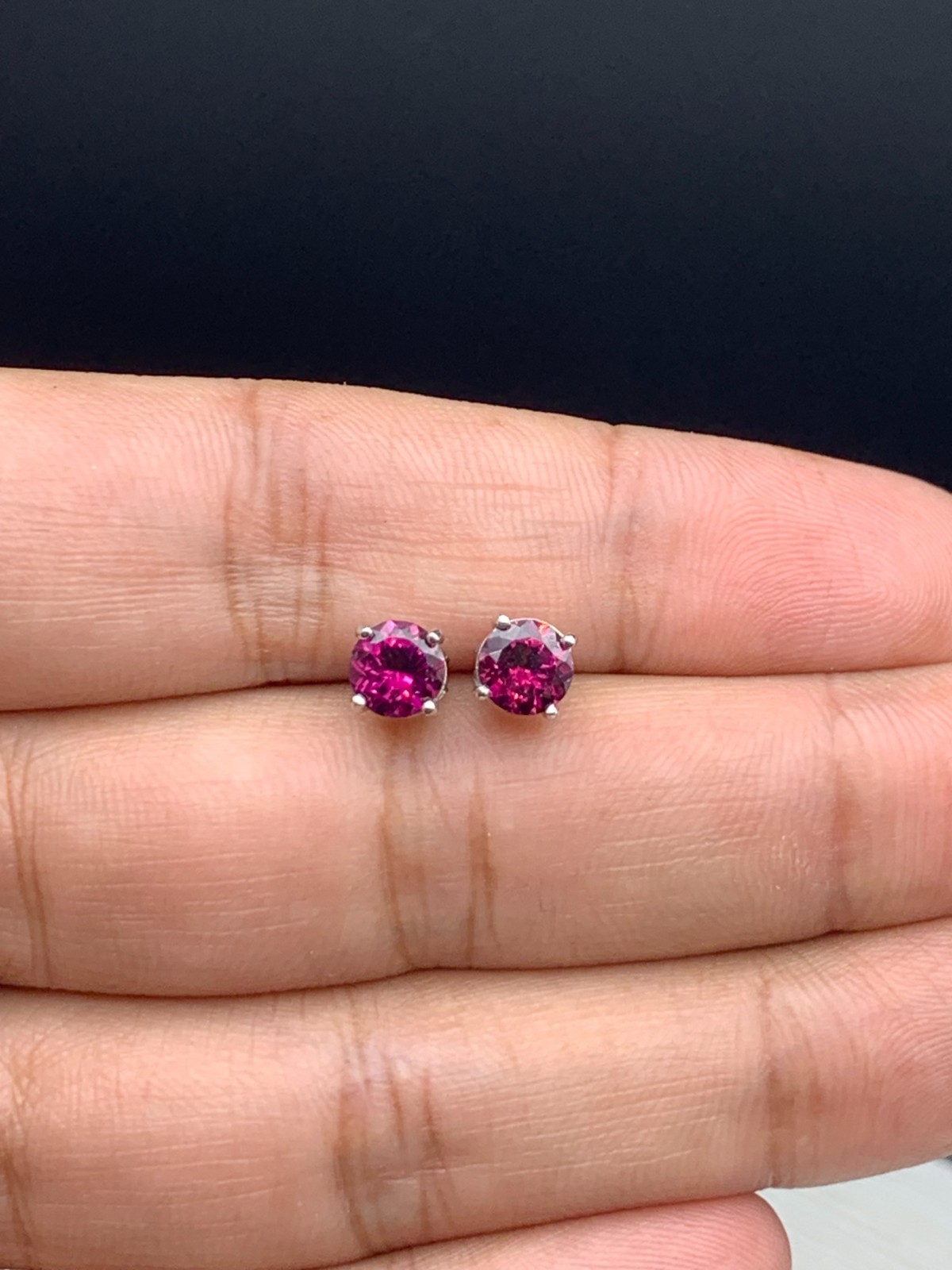 Malaya Garnet Sterling Silver Stud Earrings, Raspberry Rhodolite