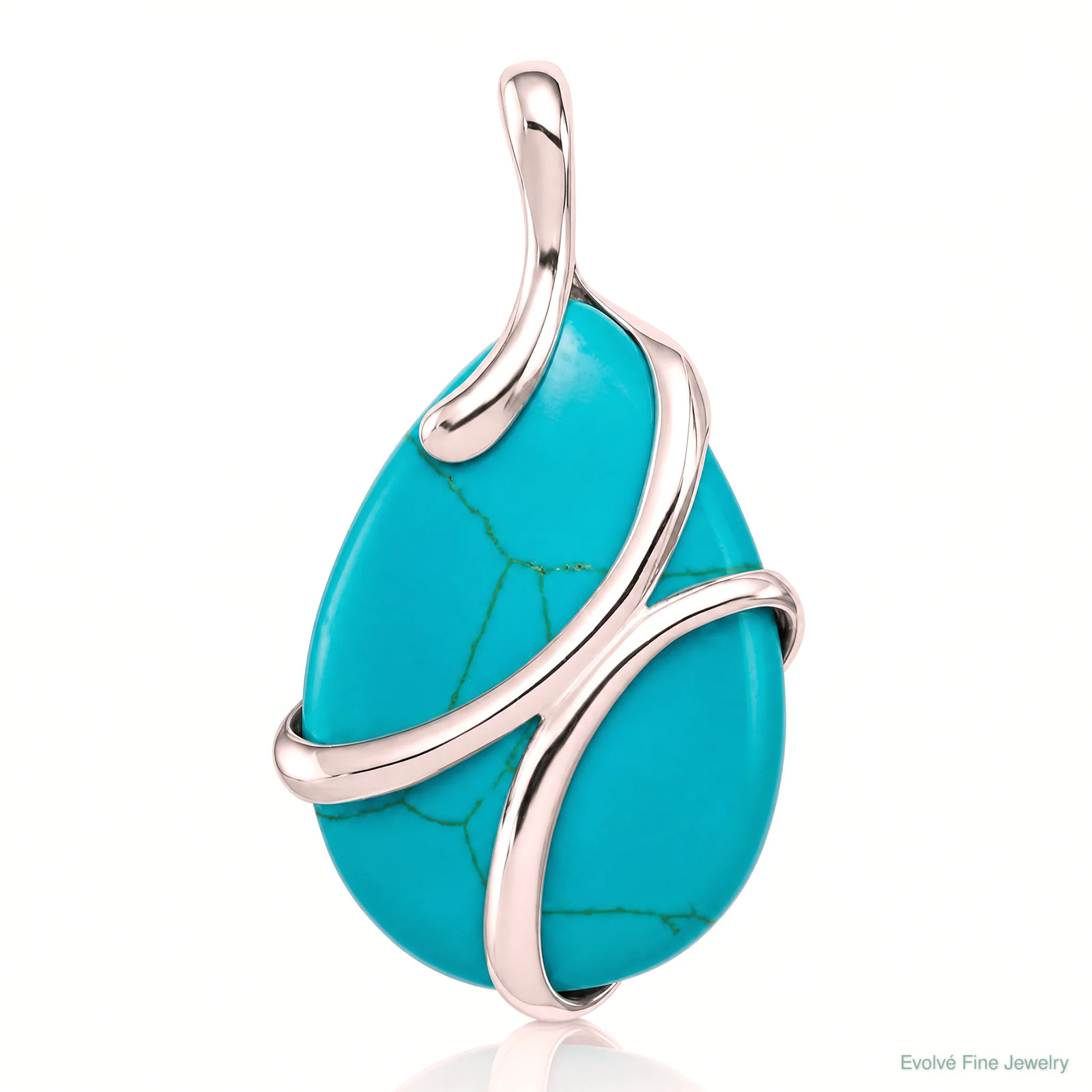 Sterling Silver Polished Synthetic Turquoise Pendant