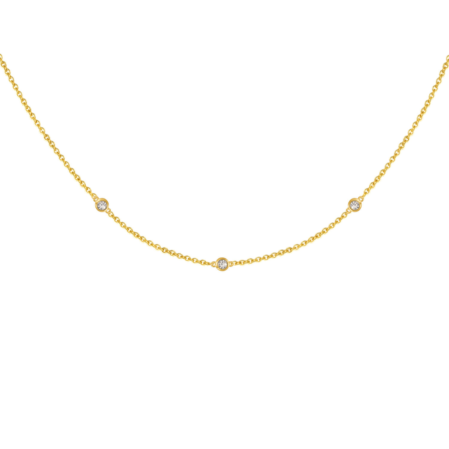 925 Sterling Silver CZ Crystal Bubble Station Chain Necklace for Women