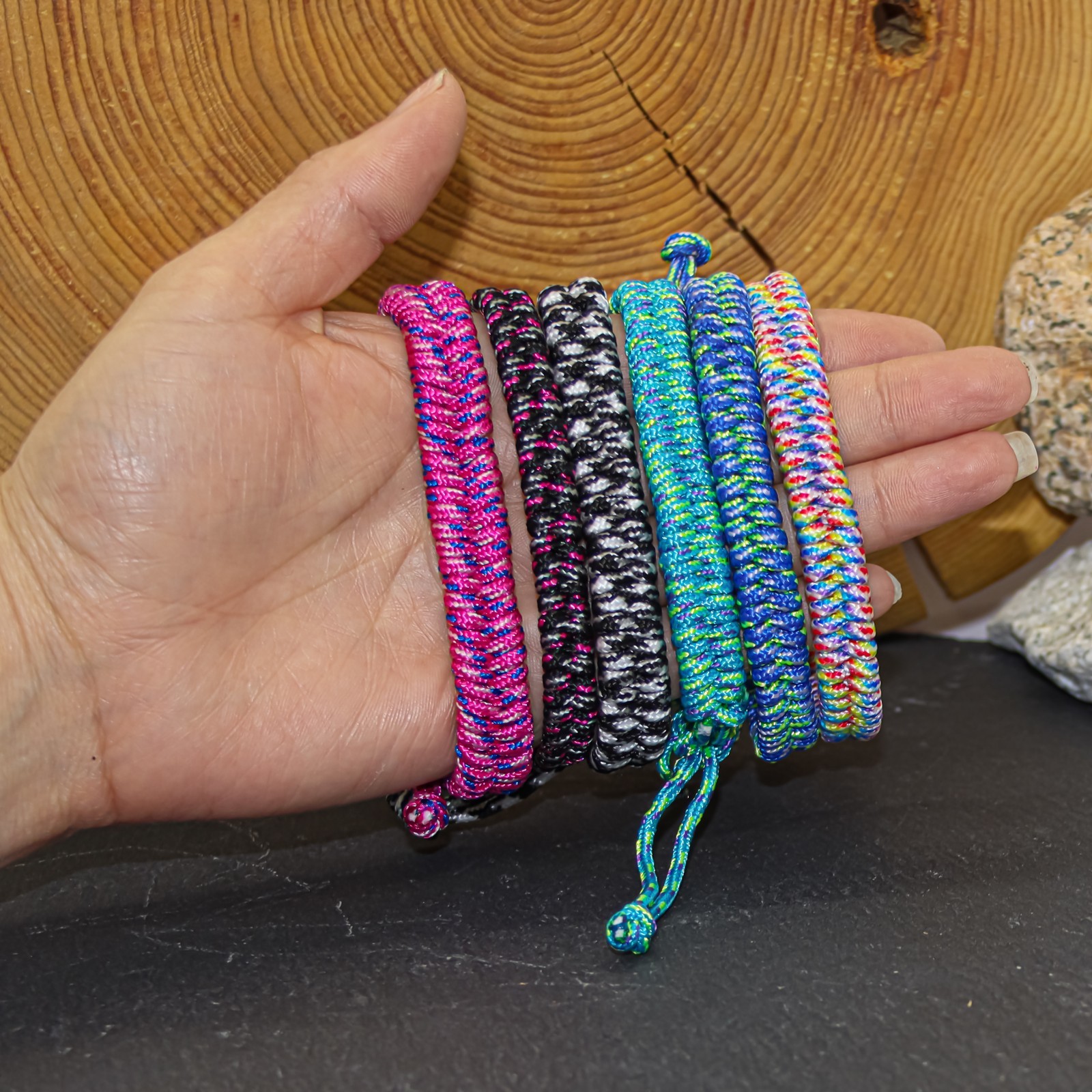 Paracord Friendship Bracelets -6 Pack Adjustable Braid for Teens & Women