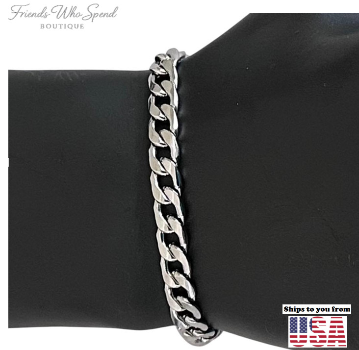 6″-11″ CUBAN LINK 7mm Stainless Steel MEN WOMEN Bracelet