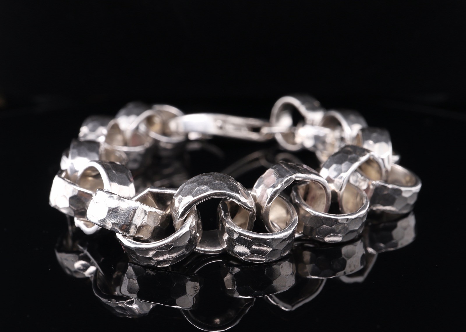 Vintage Handmade Sterling Silver 18.5cm Interlinked Chain Bracelet