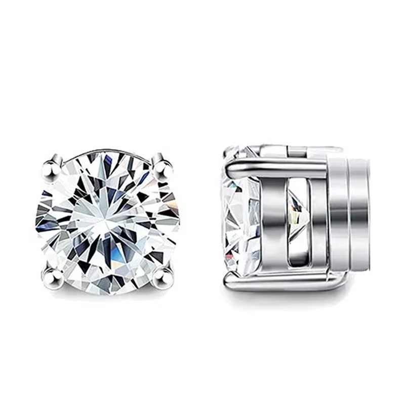 Steel Magnetic Stud Earrings 6MM For Women Men Non-Piercing Clip On Stainless