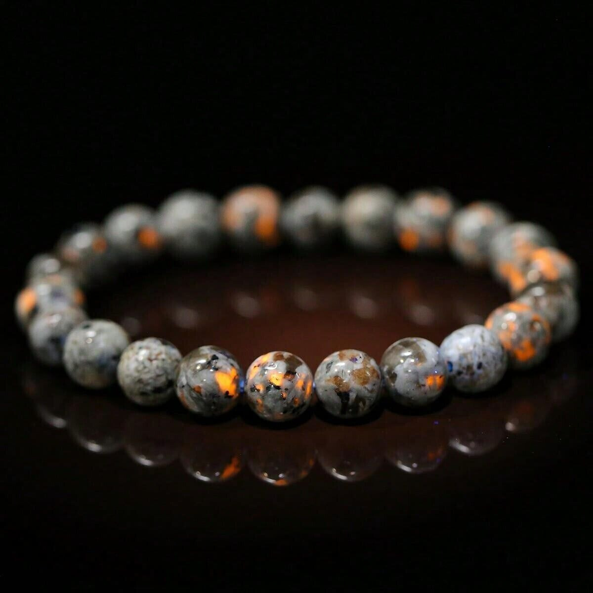 Natural Yooperlite Flame Stone 8mm Beaeded Healing UV Reactive Lucky Bracelet