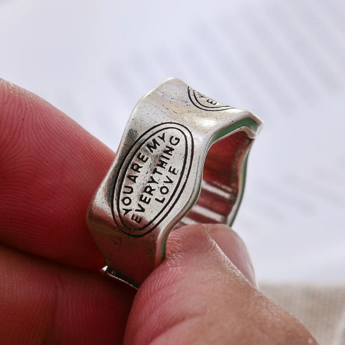 Silvery Letter Engraved Elegant Ring Adjustable Love Rings Men Women JewelryGift