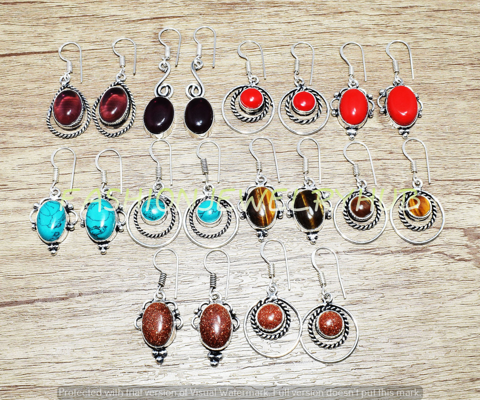 Turquoise & mix Gemstone Ethnic Handmade Fashion Earrings 20pcs Lot FE-385