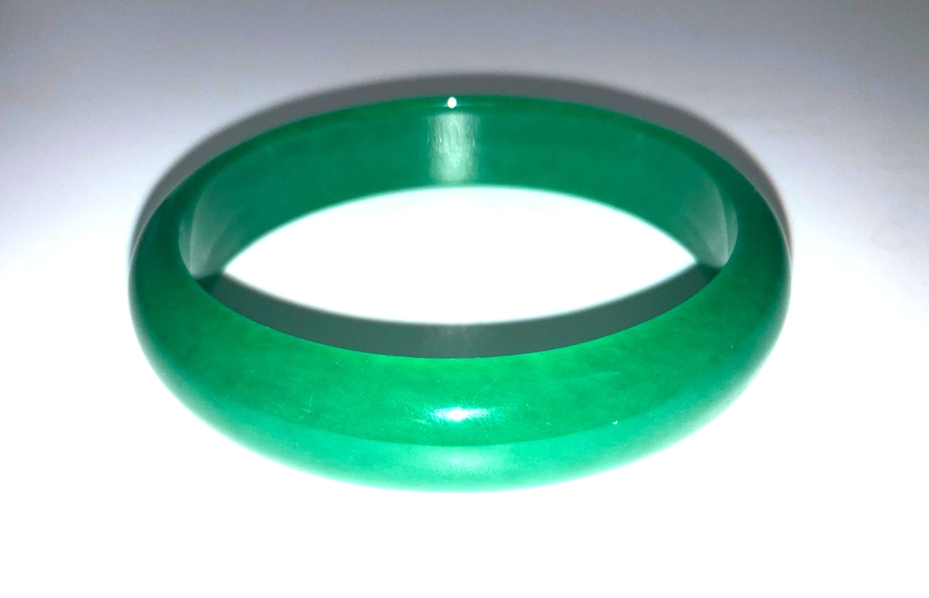 TREATED GREEN JADE JADEITE JEMSTONE BANGLE JEWELRY BRACELET