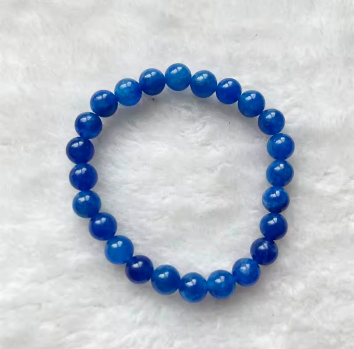 8mm Crystal Blue Sapphire Color Bead Bracelet Wealth Abundance Healing Energy