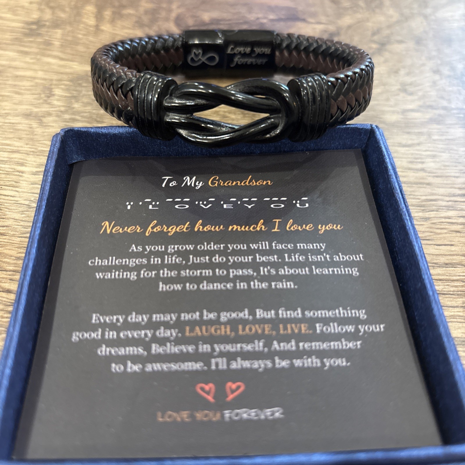 Handmade Infinity Bracelet Grandson Gift Braided Love You Forever from Grandma