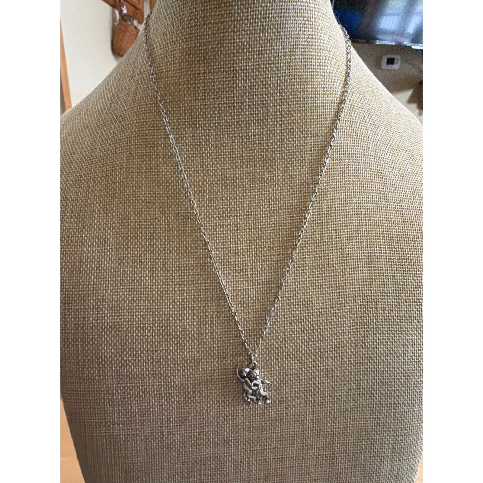 Silver Tone Cherub Angel Pendant Necklace Link Chain Dancing Angels Ethereal
