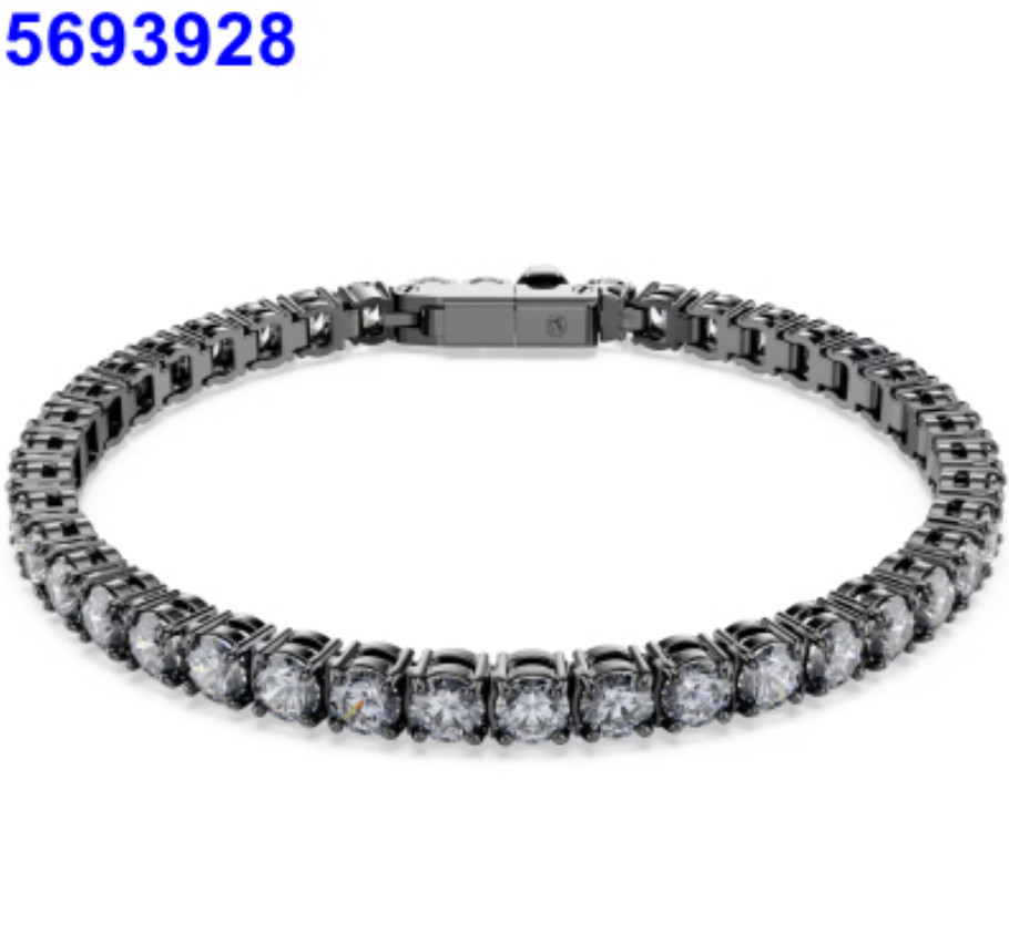 Swarovski Matrix Tennis Bracelet, Round Cut, Gray, Ruthenium Plated New