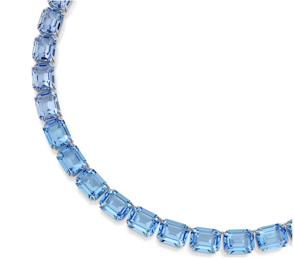 Millenia necklace Octagon cut, Color gradient, Blue, Rhodium plated