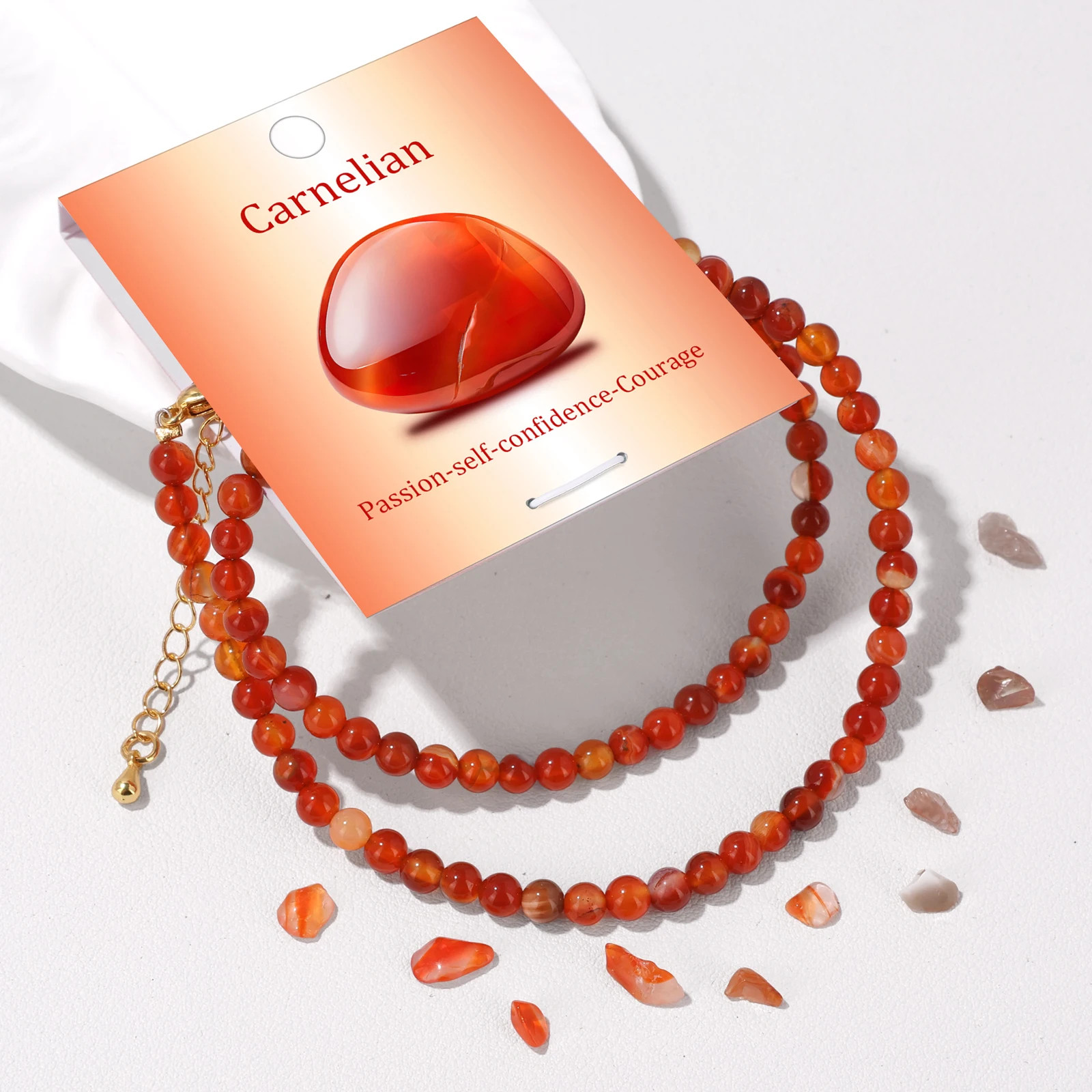 Bohemian Carnelian 4mm Round Beads Necklaces for Women Men Rose Quartzs Tiger Ey